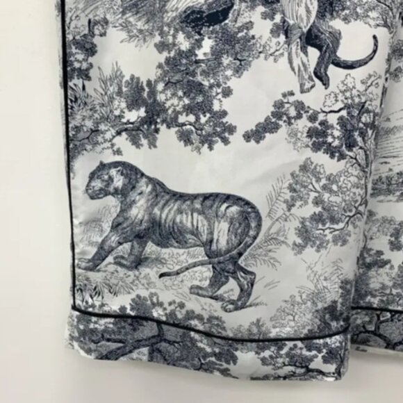 DIOR silk  navy pants in Toile de Jouy Sauvage motif SZ 4 - Picture 5 of 6